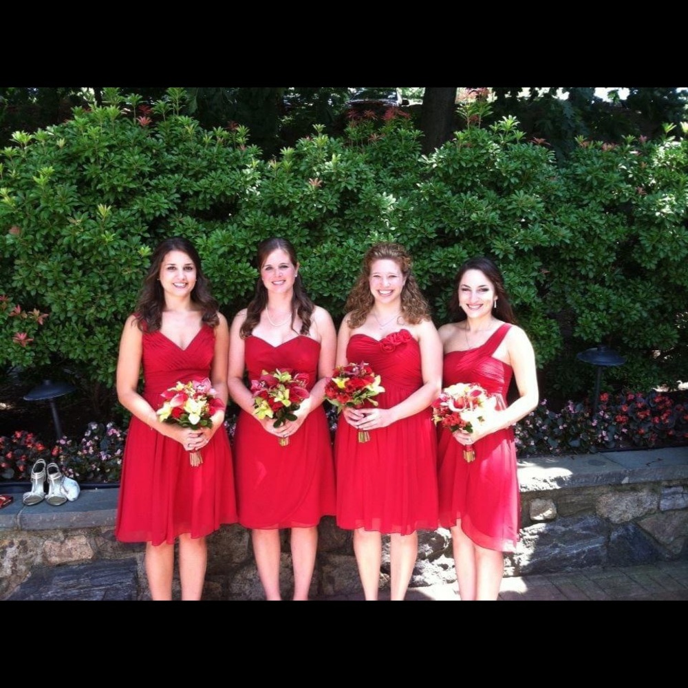 Short red bridesmaid dress, worn once!